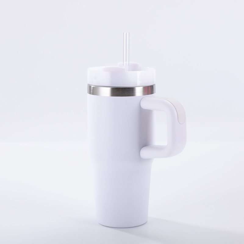 Cană vacuum izotermă din oțel inoxidabil 304, 14oz, cu mâner, pentru exterior și utilizare în mașină