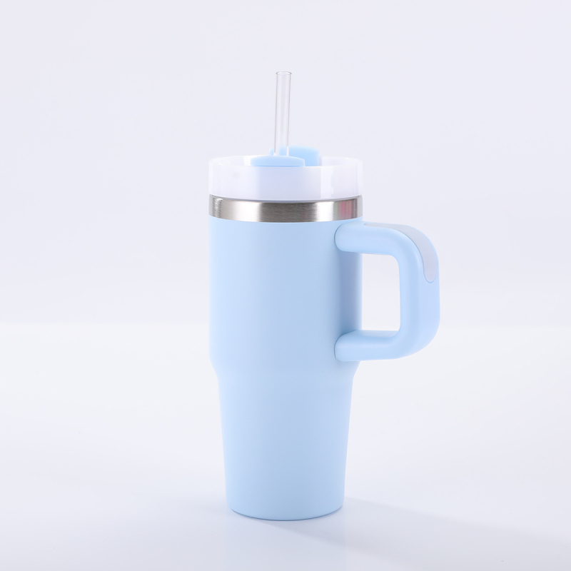 Cană vacuum izotermă din oțel inoxidabil 304, 14oz, cu mâner, pentru exterior și utilizare în mașină