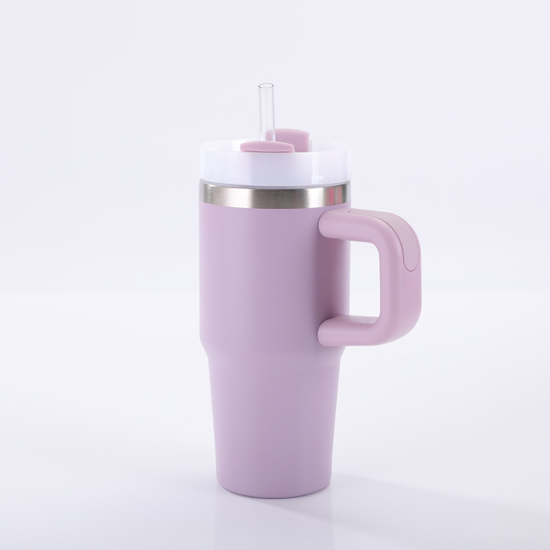 Cană vacuum izotermă din oțel inoxidabil 304, 14oz, cu mâner, pentru exterior și utilizare în mașină