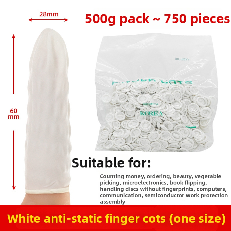 Jednorázové béžové latexové návleky na prsty, bez prachu, bez prášku, oranžové protišmykové a antistatické, 500 g