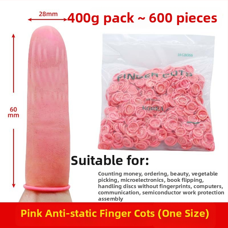 Jednorázové béžové latexové návleky na prsty, bez prachu, bez prášku, oranžové protišmykové a antistatické, 500 g