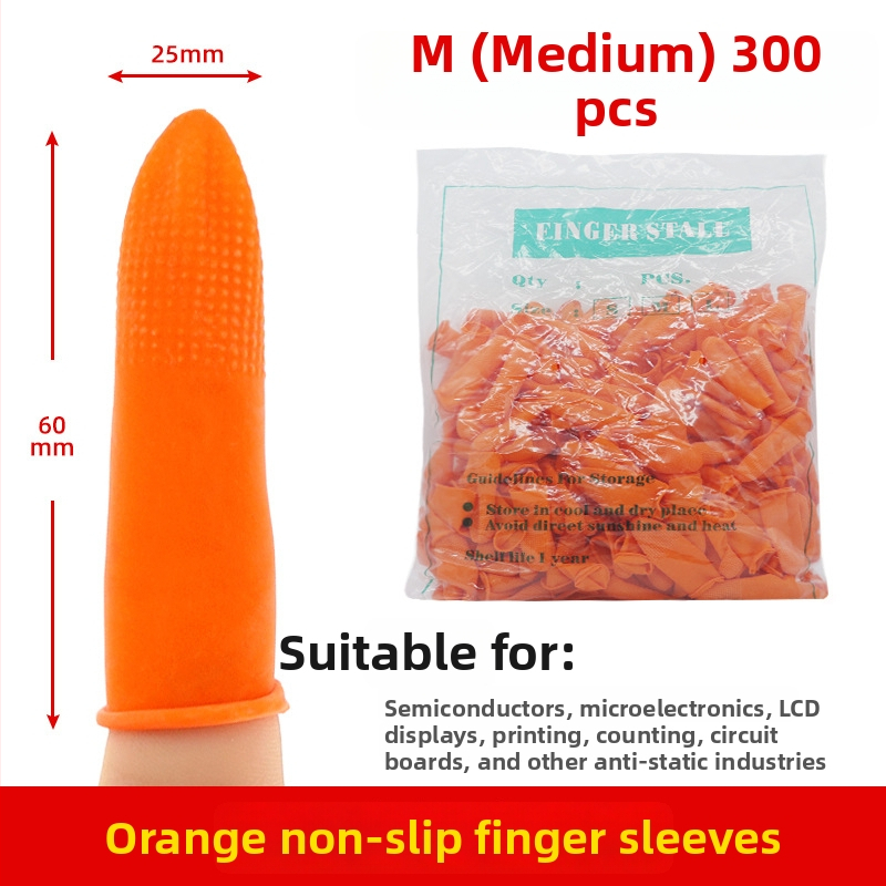 Jednorázové béžové latexové návleky na prsty, bez prachu, bez prášku, oranžové protišmykové a antistatické, 500 g