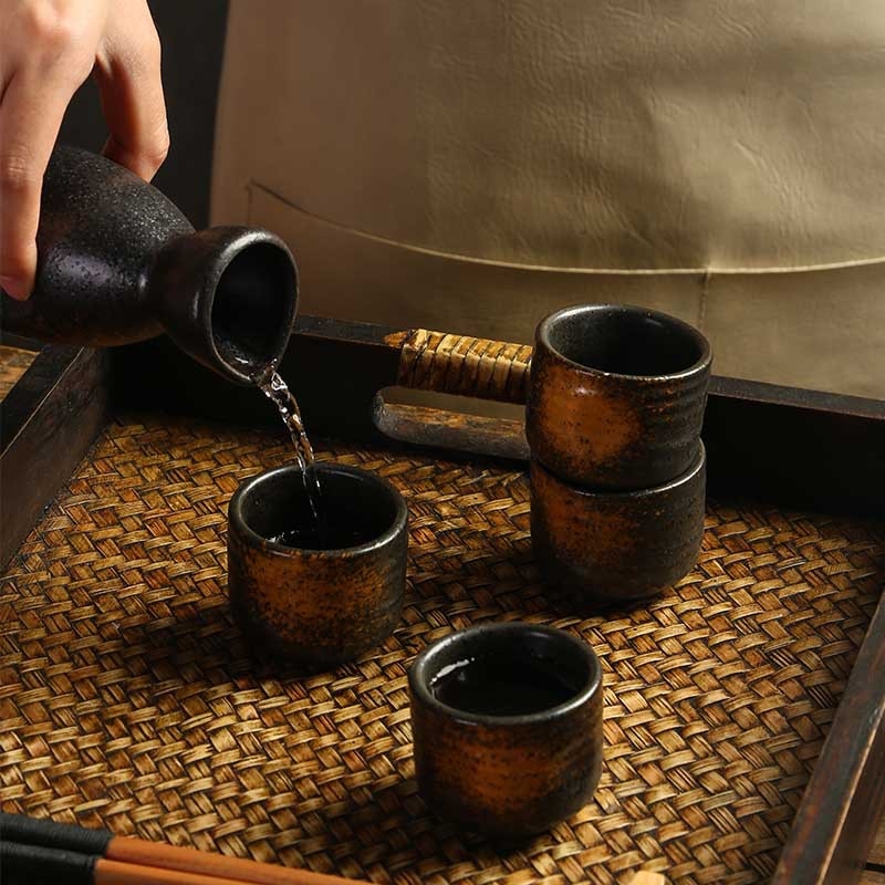 Pahar japonez de sake din ceramică, stil retro, rezistent la temperaturi înalte, capacitate 1–100 ml, un singur pahar