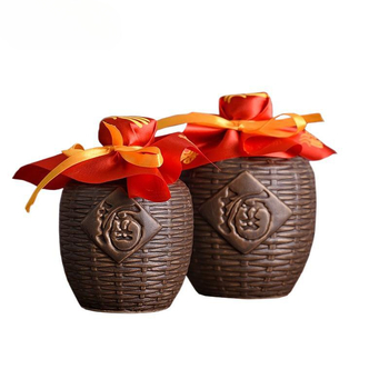 Sticlă ceramică mică, goală pentru vin, cu design antic ce imită împletitura de bambus, capacități 0,5/1/2,5/5 kg