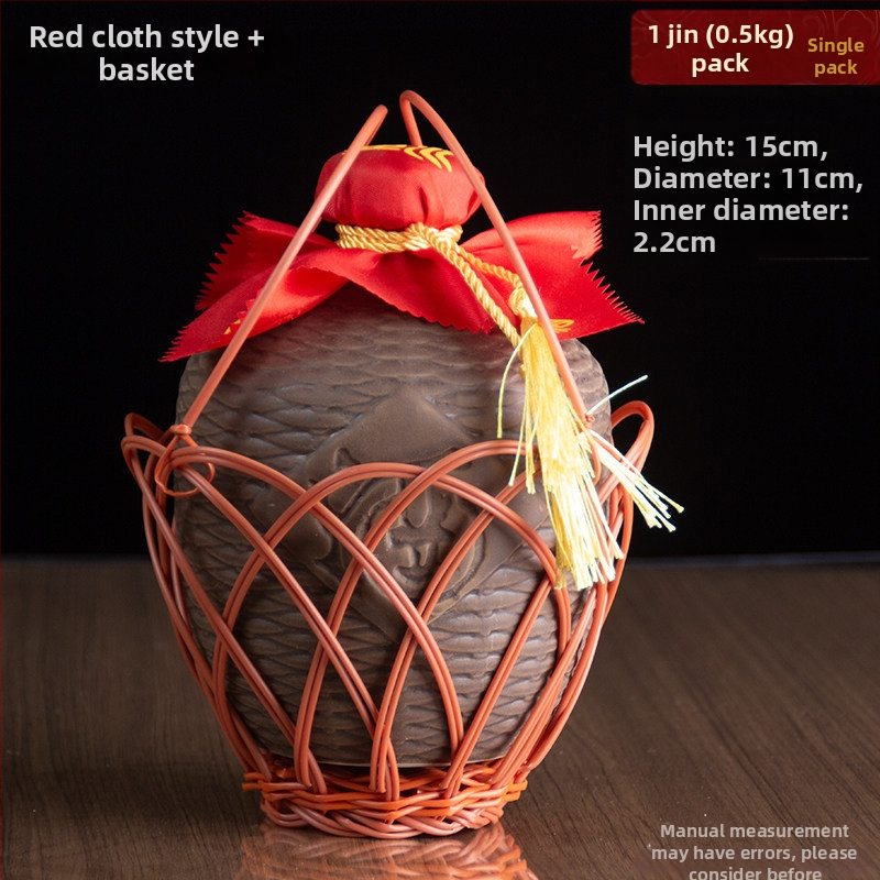 Sticlă ceramică mică, goală pentru vin, cu design antic ce imită împletitura de bambus, capacități 0,5/1/2,5/5 kg