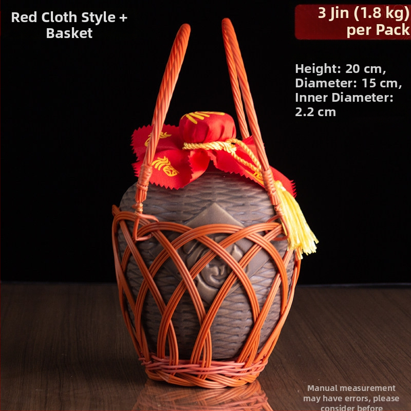 Sticlă ceramică mică, goală pentru vin, cu design antic ce imită împletitura de bambus, capacități 0,5/1/2,5/5 kg