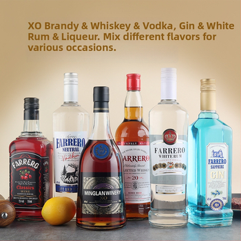 Set základov na koktaily: vodka, sirup likéru, biely rum, zahraničné alkoholy, whisky a XO brandy