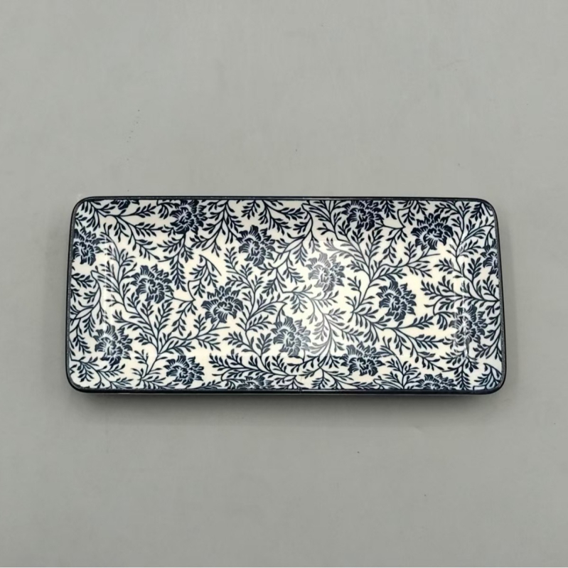 Vas ceramice în stil japonez cu desen sub glazură pe ramuri – set de veselă modern minimalist: farfurii pentru sushi, boluri cu motive de zăpadă și boluri pentru fructe