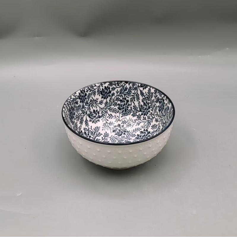 Vas ceramice în stil japonez cu desen sub glazură pe ramuri – set de veselă modern minimalist: farfurii pentru sushi, boluri cu motive de zăpadă și boluri pentru fructe
