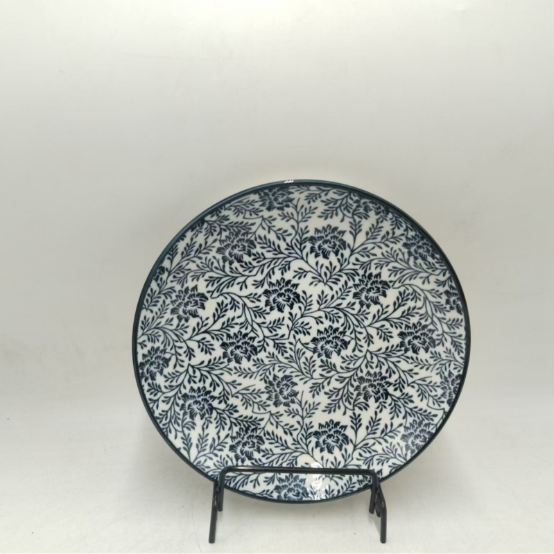 Vas ceramice în stil japonez cu desen sub glazură pe ramuri – set de veselă modern minimalist: farfurii pentru sushi, boluri cu motive de zăpadă și boluri pentru fructe