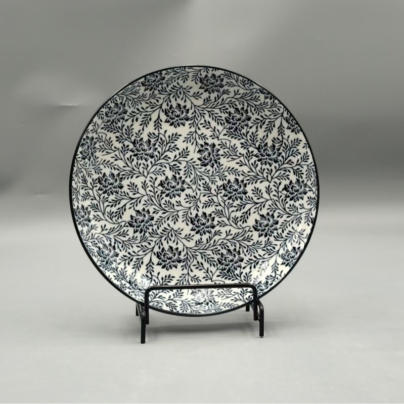 Vas ceramice în stil japonez cu desen sub glazură pe ramuri – set de veselă modern minimalist: farfurii pentru sushi, boluri cu motive de zăpadă și boluri pentru fructe