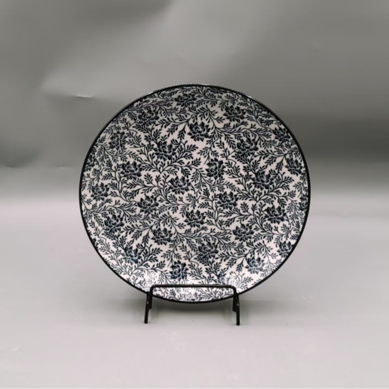 Vas ceramice în stil japonez cu desen sub glazură pe ramuri – set de veselă modern minimalist: farfurii pentru sushi, boluri cu motive de zăpadă și boluri pentru fructe