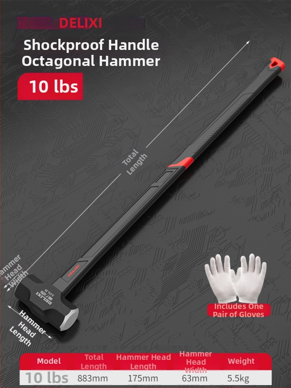 Delixi osmihranné kladivo, 4 lb ťažké murárske kladivo