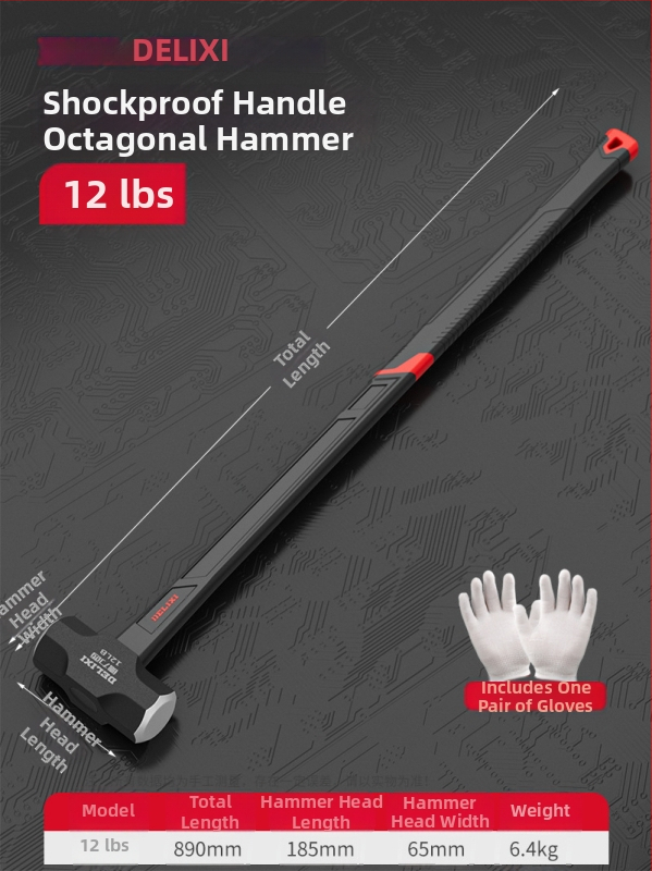 Delixi osmihranné kladivo, 4 lb ťažké murárske kladivo