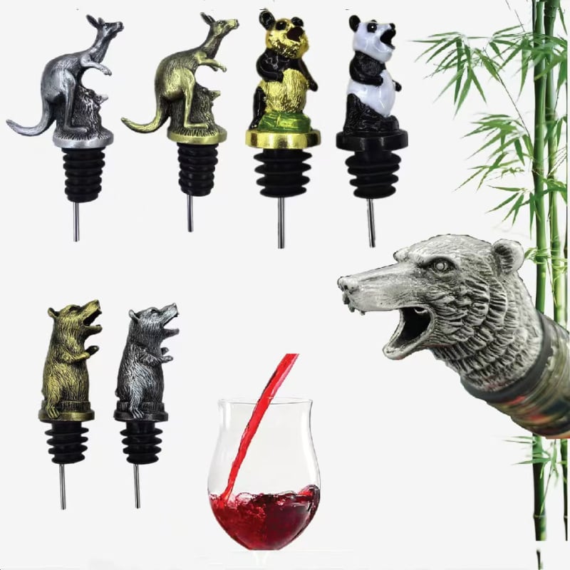 Distribuitor creativ pentru vin cu cap de urs-cangur, din aliaj de zinc și oțel inoxidabil 304