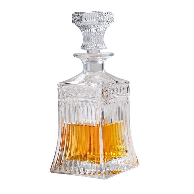 Decantor de vin în stil european și dispenser de whisky, sticlă cristal, design nordic, set de 6 piese