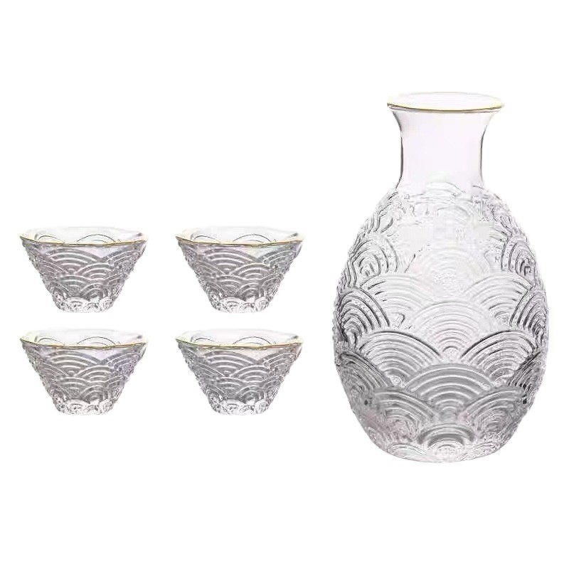 Set de pahare din sticlă pentru băuturi, pahare mici, stil chinezesc
