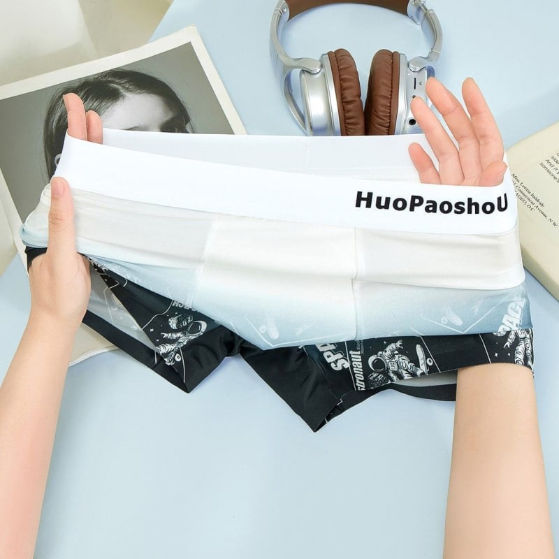 Мъжки безшевни боксерки с градиентен Ice Silk ефект, тънки и дишащи