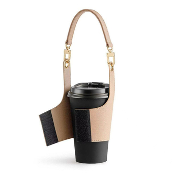 Suport pentru ceașă de ceai cu lapte, reglabil cu Velcro, husă din piele PU, izolat pentru băuturi și cafea.