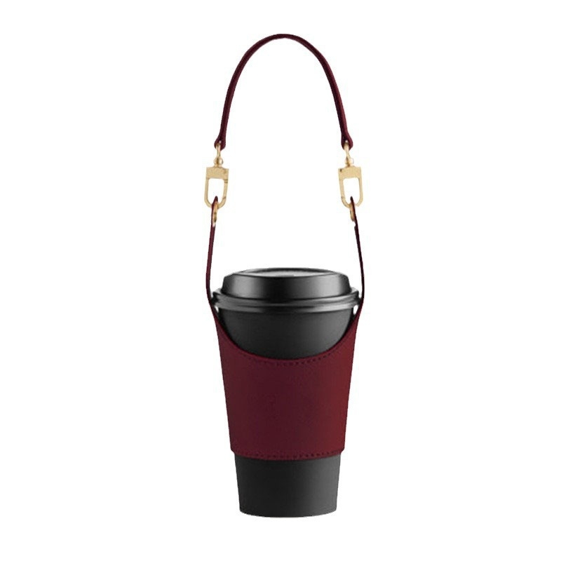 Suport pentru ceașă de ceai cu lapte, reglabil cu Velcro, husă din piele PU, izolat pentru băuturi și cafea.
