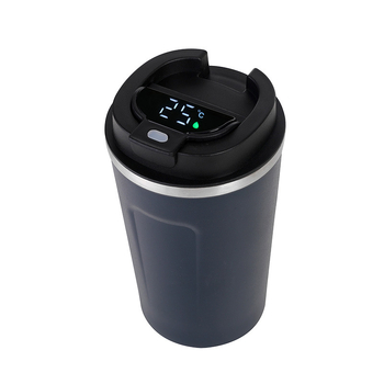 Ceșcă de cafea cu pereți dubli în vid, afișaj al temperaturii, termos portabil, rezistentă la cădere, interior din oțel inoxidabil 304, exterior din oțel inoxidabil 201