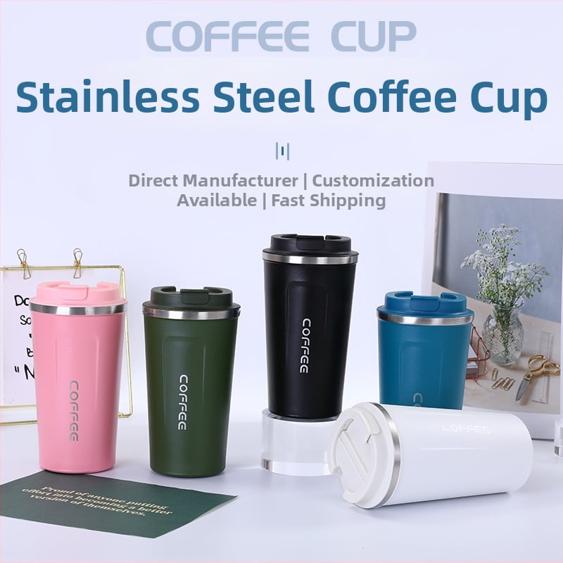 Cească de cafea minimalistă din oțel inoxidabil 304, a doua generație, capac basculant pentru băut direct, izolație cu pereți dubli