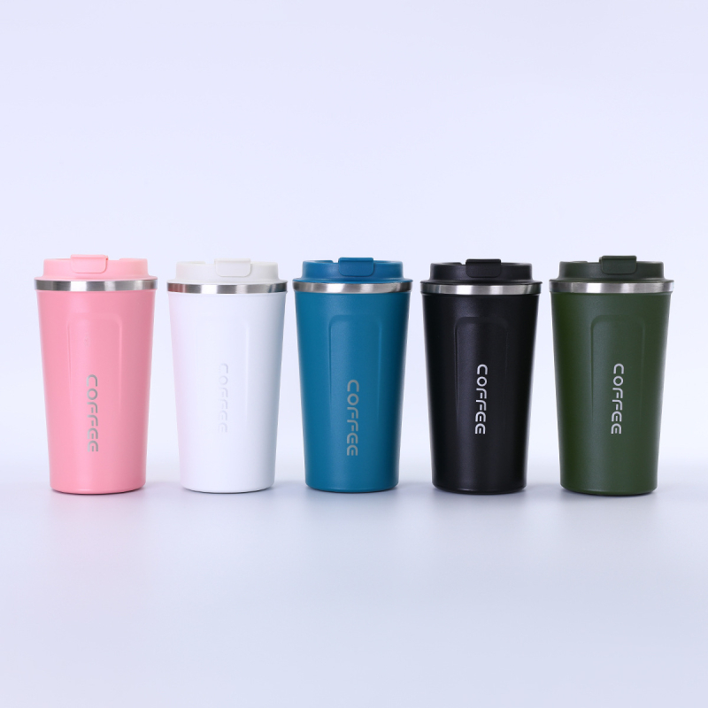 Cească de cafea minimalistă din oțel inoxidabil 304, a doua generație, capac basculant pentru băut direct, izolație cu pereți dubli