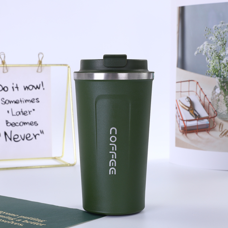 Cească de cafea minimalistă din oțel inoxidabil 304, a doua generație, capac basculant pentru băut direct, izolație cu pereți dubli