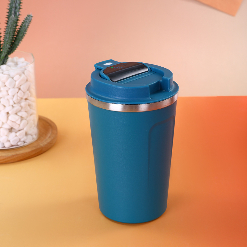 Cească de cafea minimalistă din oțel inoxidabil 304, a doua generație, capac basculant pentru băut direct, izolație cu pereți dubli