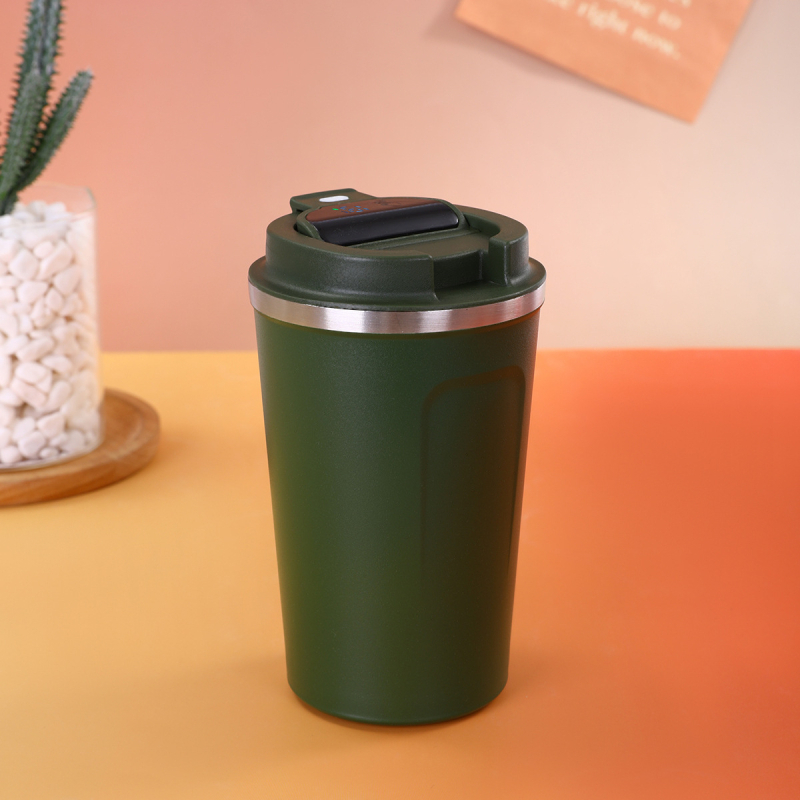Cească de cafea minimalistă din oțel inoxidabil 304, a doua generație, capac basculant pentru băut direct, izolație cu pereți dubli