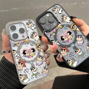 Maska za iPhone s zaštitom od pada, karikatura dizajn s magnetskim cvijećem i psićem, kožni dojam, tvrdo akrilno kućište