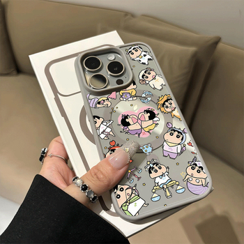 Maska za iPhone s zaštitom od pada, karikatura dizajn s magnetskim cvijećem i psićem, kožni dojam, tvrdo akrilno kućište
