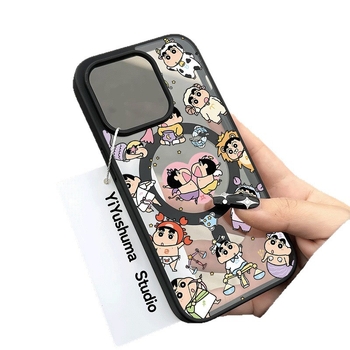 Maska za iPhone s zaštitom od pada, karikatura dizajn s magnetskim cvijećem i psićem, kožni dojam, tvrdo akrilno kućište