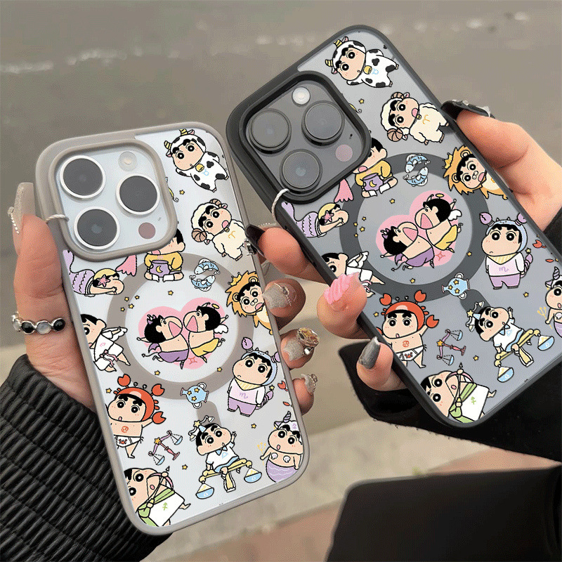 Maska za iPhone s zaštitom od pada, karikatura dizajn s magnetskim cvijećem i psićem, kožni dojam, tvrdo akrilno kućište