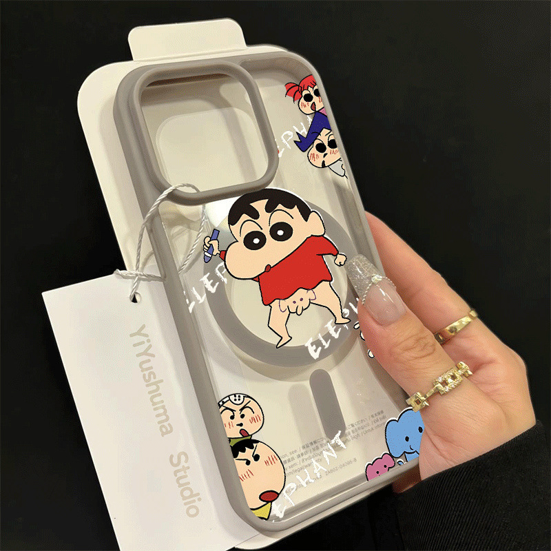 Maska za iPhone s zaštitom od pada, karikatura dizajn s magnetskim cvijećem i psićem, kožni dojam, tvrdo akrilno kućište