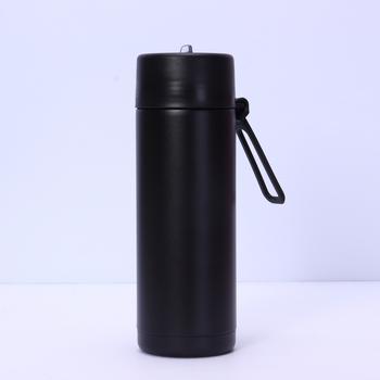 Nouă sticlă de apă sport 650 ml, cu mâner din silicon, pai, gură mare, din oțel inoxidabil izolat