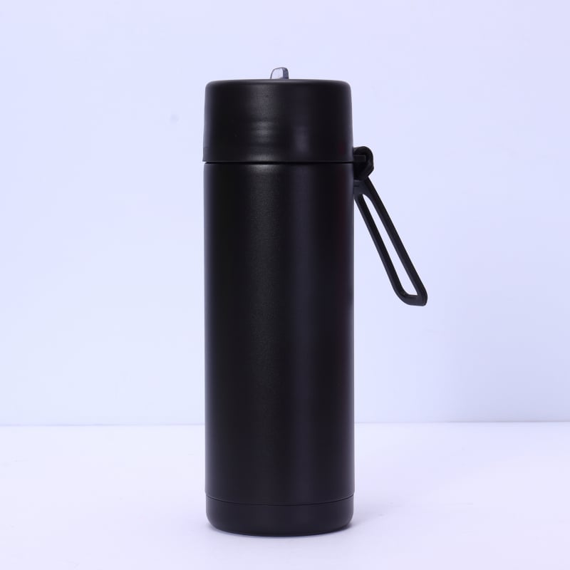 Nouă sticlă de apă sport 650 ml, cu mâner din silicon, pai, gură mare, din oțel inoxidabil izolat