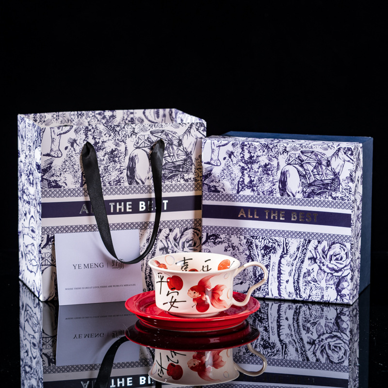 Ceașcă de cafea din ceramică, stil chinezesc nou, imprimeu cu desen animat, design festiv, cadou ideal pentru casă sau birou.