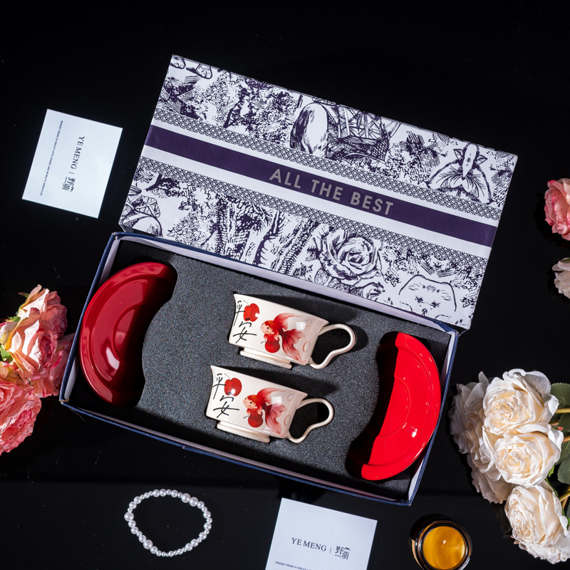 Ceașcă de cafea din ceramică, stil chinezesc nou, imprimeu cu desen animat, design festiv, cadou ideal pentru casă sau birou.