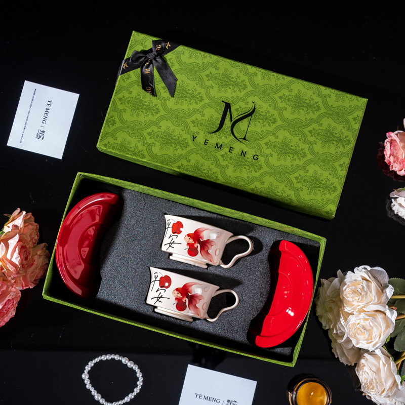 Ceașcă de cafea din ceramică, stil chinezesc nou, imprimeu cu desen animat, design festiv, cadou ideal pentru casă sau birou.