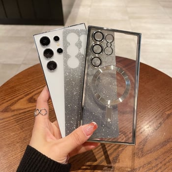 Maska s gradijentnim glitterom za Samsung Galaxy S24 Ultra i S23 — elektroplirano magnetska, prozirna, puna zaštita od pada