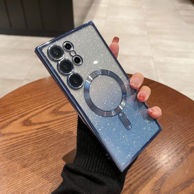 Maska s gradijentnim glitterom za Samsung Galaxy S24 Ultra i S23 — elektroplirano magnetska, prozirna, puna zaštita od pada