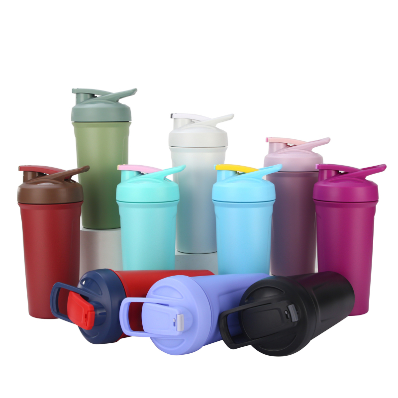 Cana termoizolantă din oțel inoxidabil 304 cu mâner – shaker portabil pentru proteine, exterior