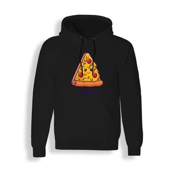 Pizza illusztrációs kapucnis pulóver, európai méret