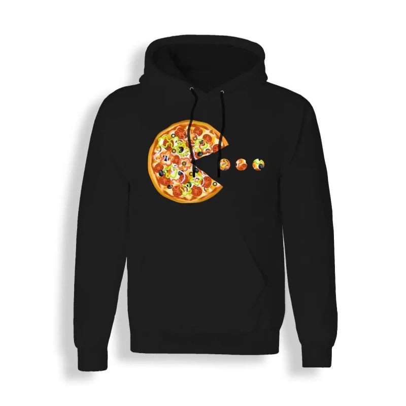 Pizza illusztrációs kapucnis pulóver, európai méret