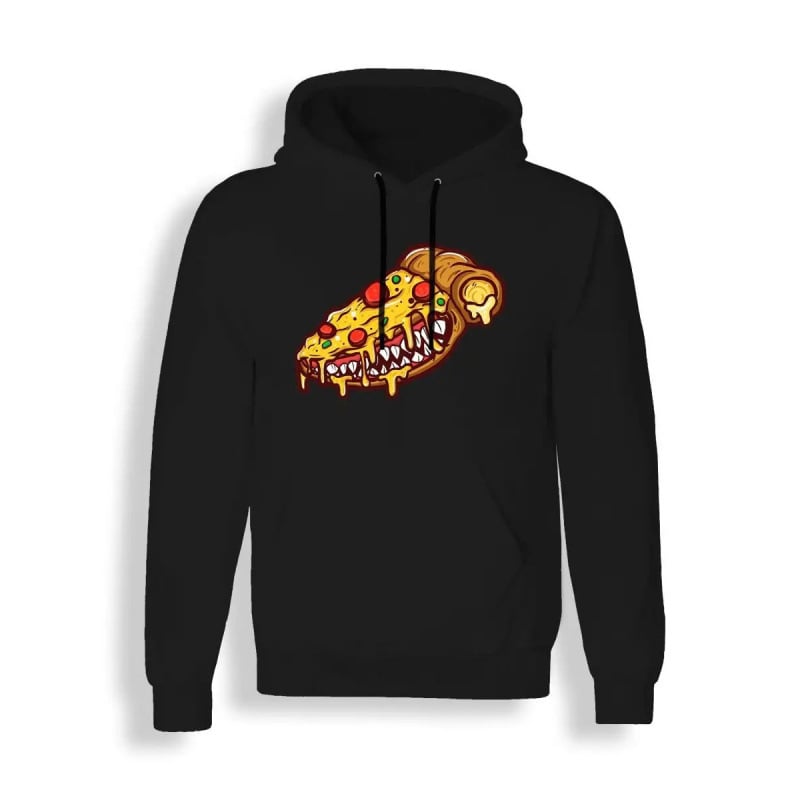 Pizza illusztrációs kapucnis pulóver, európai méret