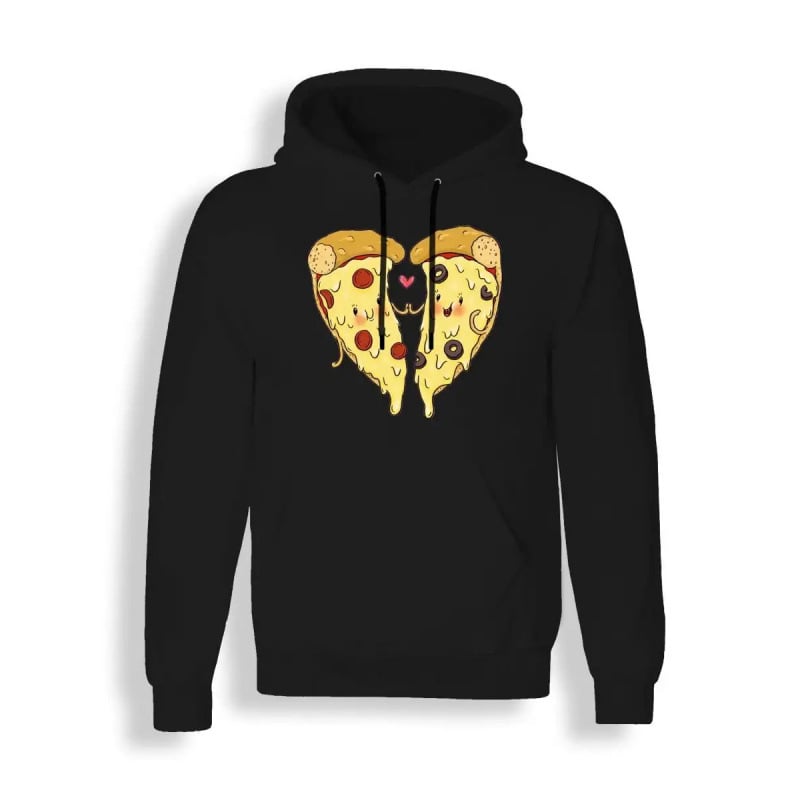 Pizza illusztrációs kapucnis pulóver, európai méret