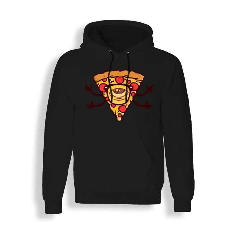 Pizza illusztrációs kapucnis pulóver, európai méret