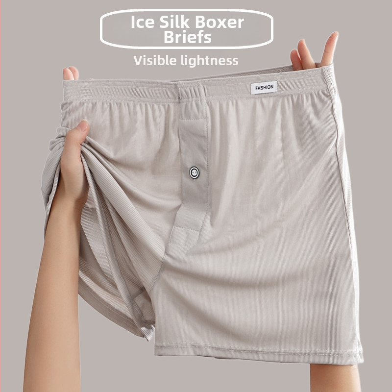 Pánske boxerky z ice silk, tenké, na domáce nosenie, voľné a pohodlné