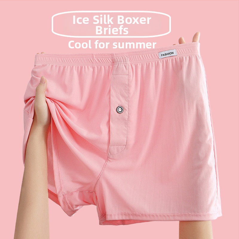 Pánske boxerky z ice silk, tenké, na domáce nosenie, voľné a pohodlné